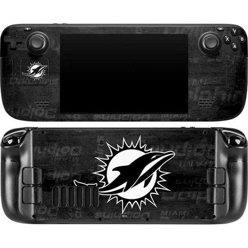 NFL Miami Dolphins Black & White Steam Deck Handheld Gaming Computer Skin